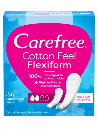 CAREFREE Ikdienas ieliktnīši "Cotton Flexi Form", 56 gb. | internetaptieka.lv