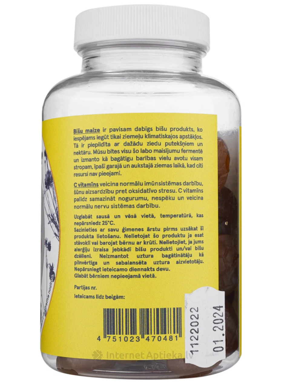 Bišu maizes pastilas + vit.C, 45 gb. | internetaptieka.lv