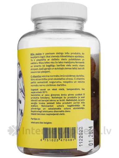Bišu maizes pastilas + vit.C, 45 gb. | internetaptieka.lv