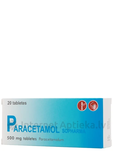 Paracetamols Sopharma, 500mg, 20 tabletes | internetaptieka.lv