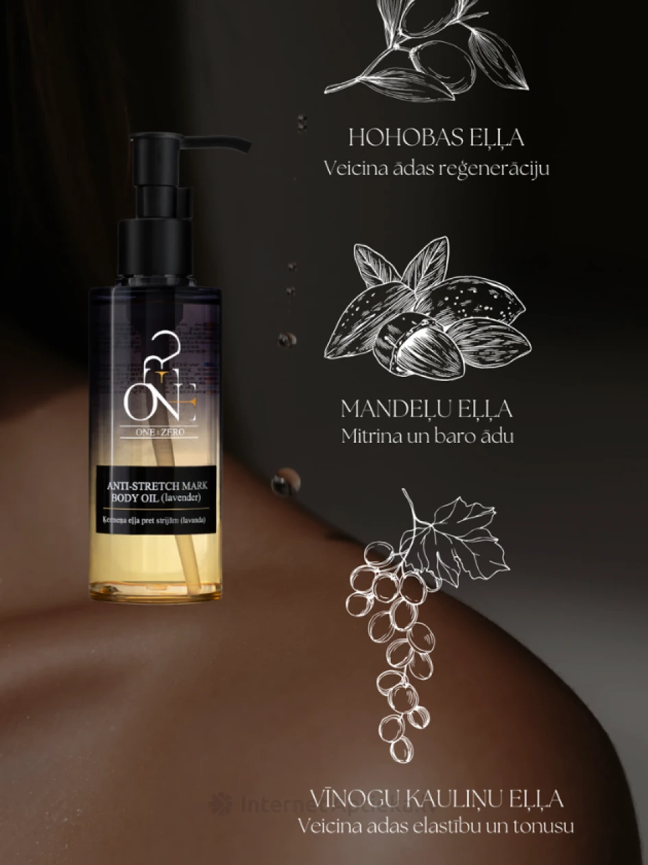 ONE:ZERO Ķermeņa eļļa pret strijām (lavanda), 150 ml | internetaptieka.lv