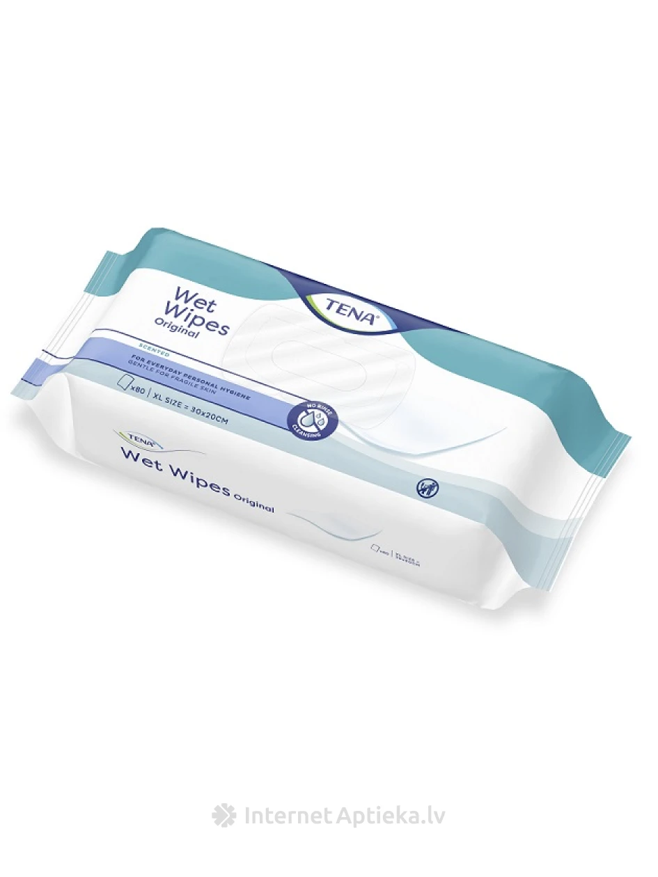 TENA WET WIPES Original mitrās salvetes, 80 gb. | internetaptieka.lv