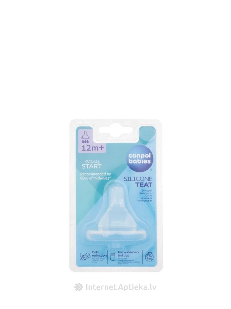 Canpol соска на бутылочку, силиконовая, быстрого потока от 12м+, 1 шт. | internetaptieka.lv