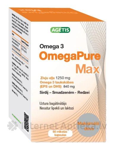 Agetis Omega Pure Max 1250 mg, 60 kapsulas | internetaptieka.lv
