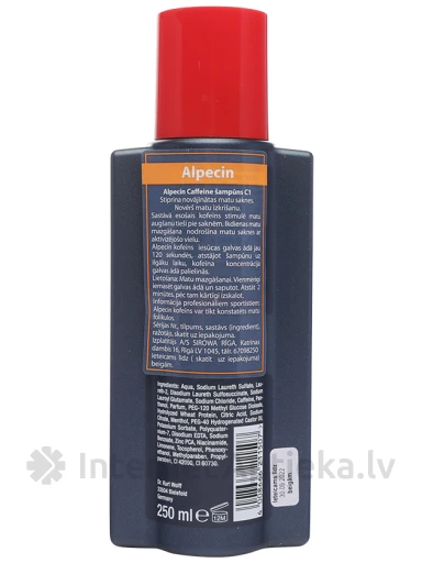 Alpecin Caffeine šampūns ar kofeīnu vīriešiem, 250 ml | internetaptieka.lv