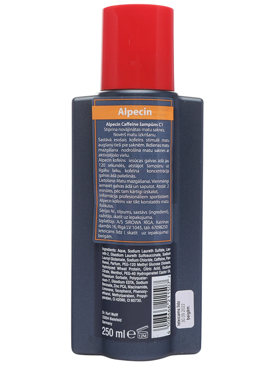 Alpecin Caffeine šampoon kofeiiniga meestele, 250 ml | internetaptieka.lv