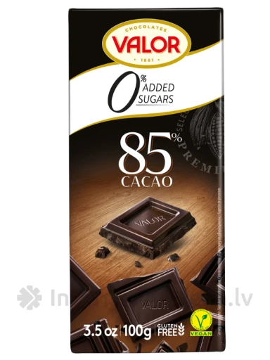 Valor тёмный шоколад 85% без сахара, 100 г | internetaptieka.lv