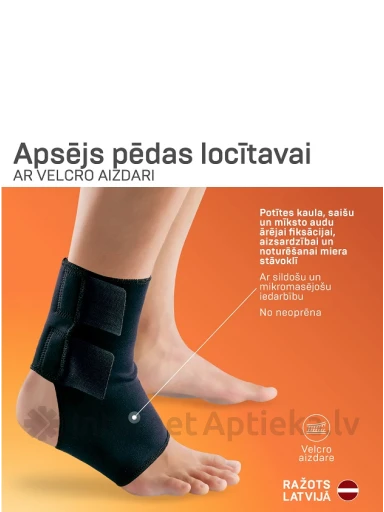Tonus Elast Meditsiiniline side jala liigese fikseerimiseks, neopreenist Velcro kinnitusega 3. suurus (must) | internetaptieka.lv