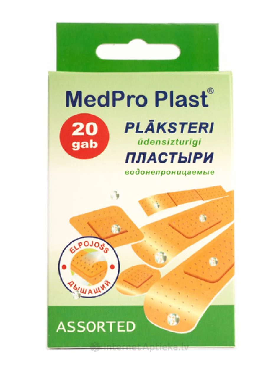 Medpro Assorti - veekindlad plaastrid, 20 tk. | internetaptieka.lv