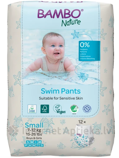 Bambo Nature ujumispüksid, suurus S, 7-12 kg, 12 tk. | internetaptieka.lv