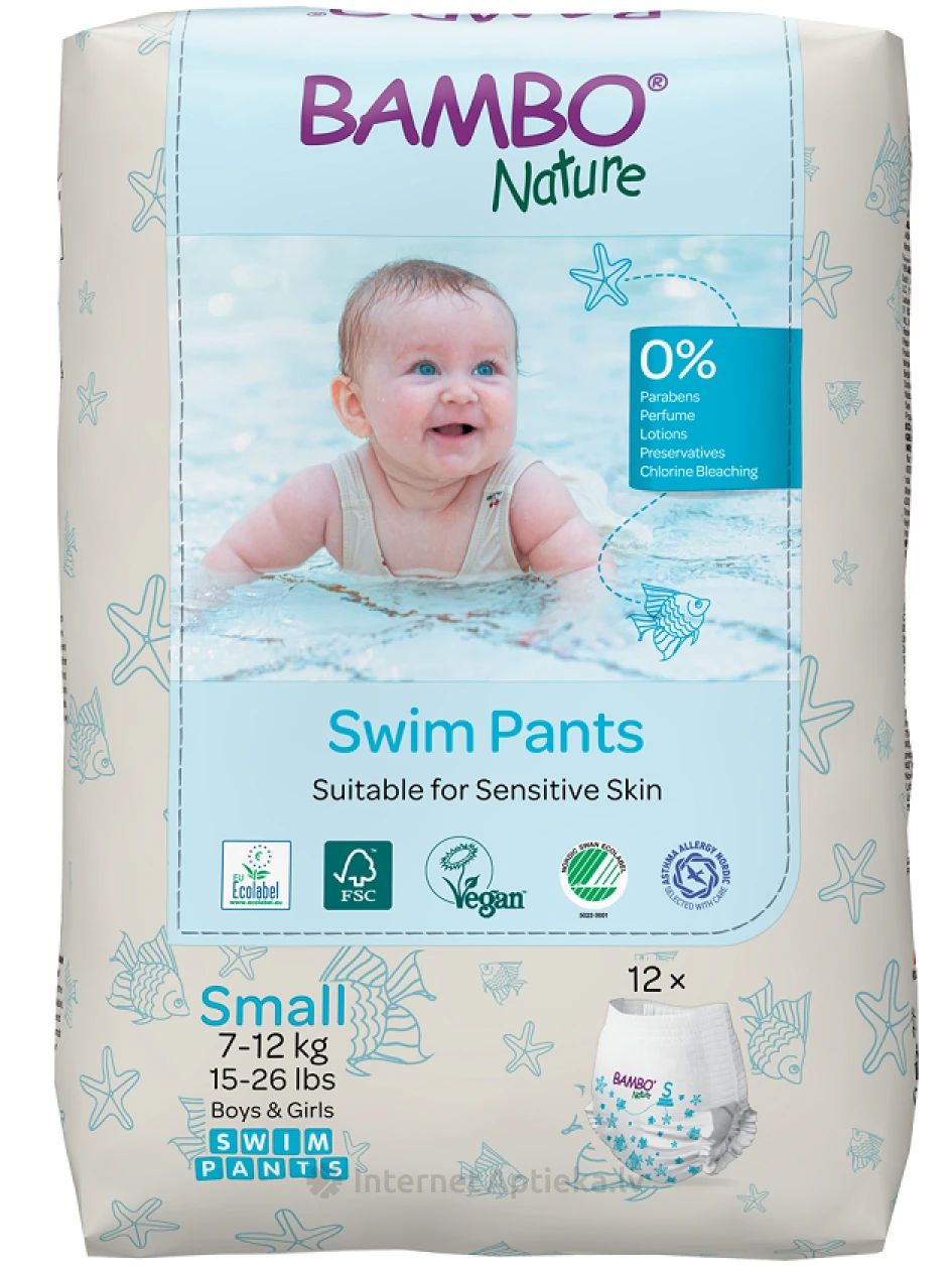 Bambo Nature Трусики для плавания, размер S, 7-12 кг, 12 шт. | internetaptieka.lv