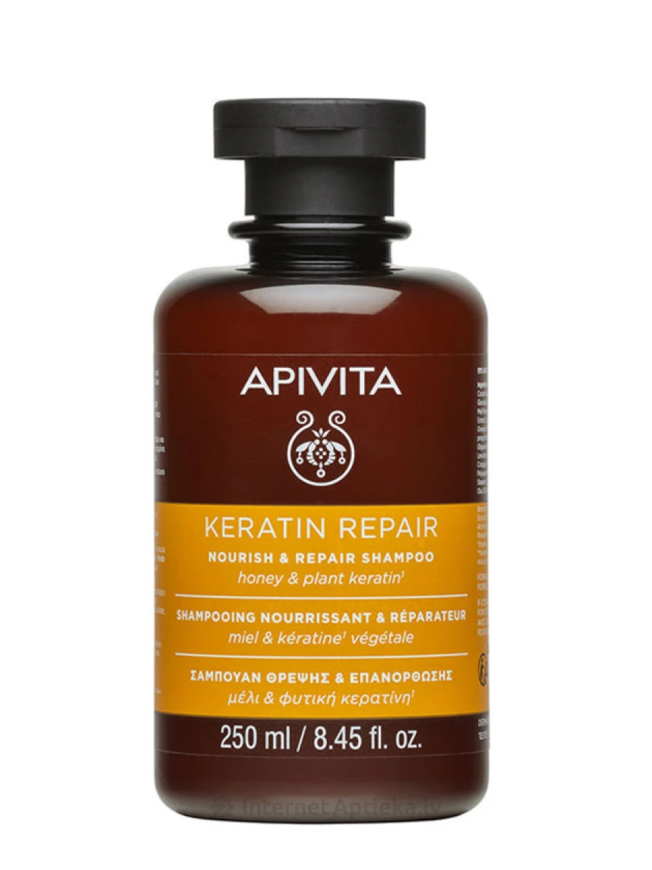 APIVITA KERATIN REPAIR Toitev ja taastav šampoon juustele keratiiniga, kuivadele ja kahjustatud juustele, 250 ml | internetaptieka.lv