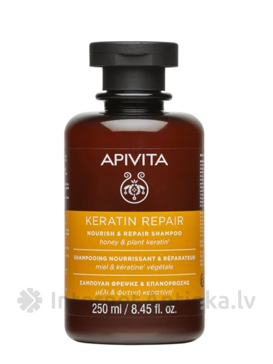 APIVITA KERATIN REPAIR Maistingas ir atstatantis šampūnas plaukams su keratinu, sausiems ir pažeistiems plaukams, 250 ml | internetaptieka.lv