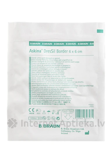Askina DresSil Border plaaster 6 x 6 cm, steriilne, 1 tk. | internetaptieka.lv