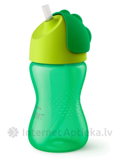 Philips Avent чашечка с гибкой соломинкой, зеленая, 300мл 12м+/зелёная | internetaptieka.lv