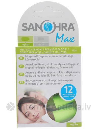 Sanohra Max Adult беруши для взрослых, 12 шт. | internetaptieka.lv