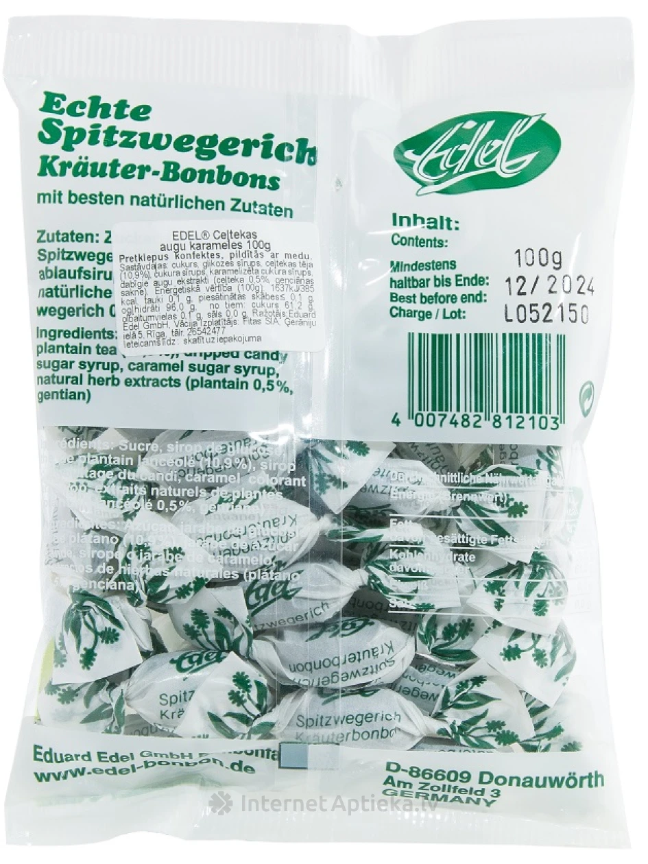 EDEL Ceļtekas augu karameles, 100 g | internetaptieka.lv