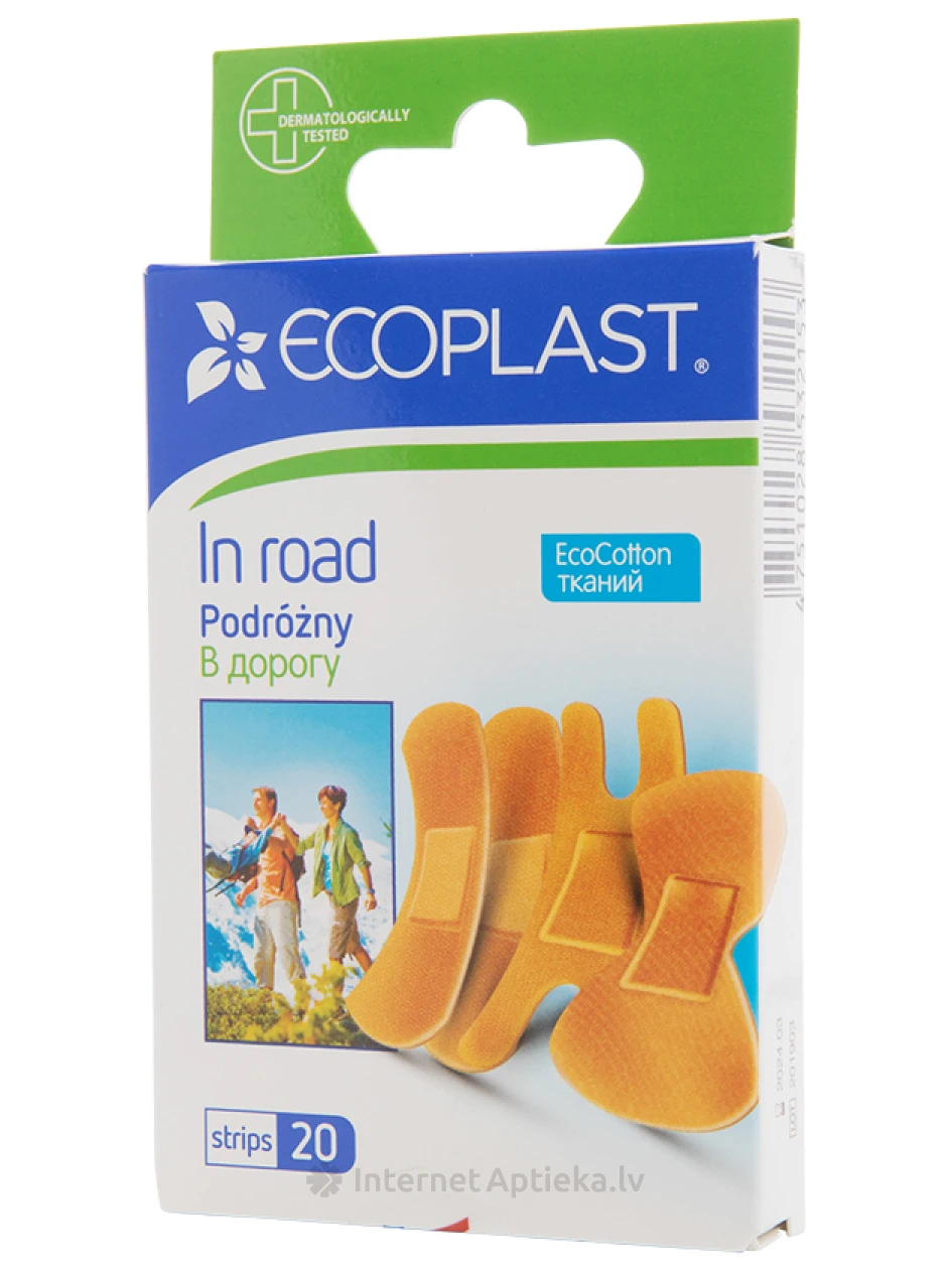 Комплект пластырей ECOPLAST для поездок, 20 шт. | internetaptieka.lv