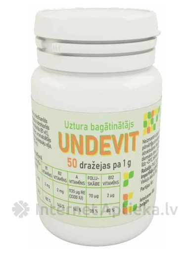 Undevit dražejas, 50 gb. | internetaptieka.lv