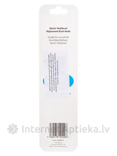 Brush-baby KidzSonic elektriskās zobu sukas maiņas uzgaļi 3 + gadi, 4 gb | internetaptieka.lv