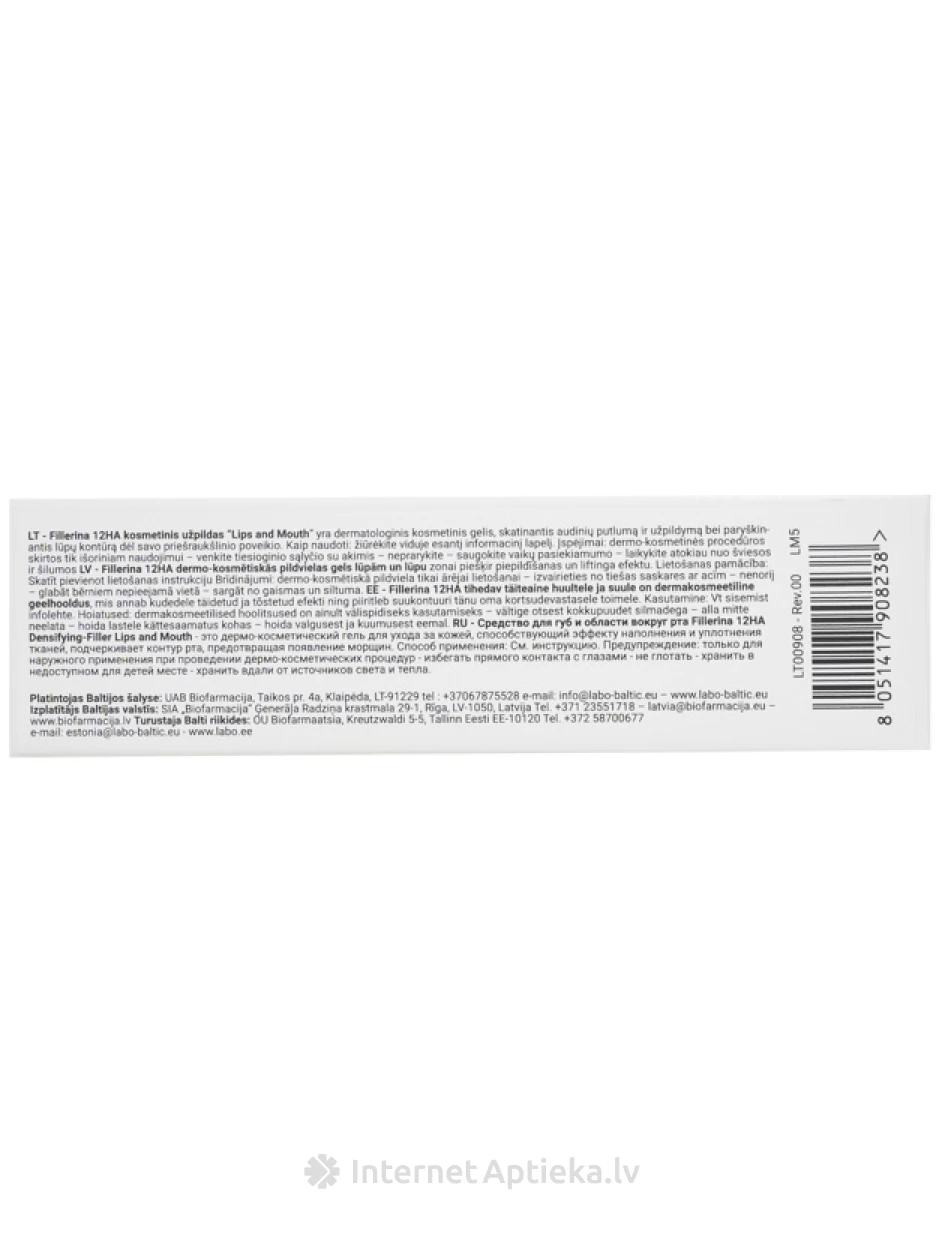 FILLERINA 12HA гель для губ и контура губ Интенсивность 5, 7 мл | internetaptieka.lv