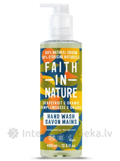 FAITH IN NATURE Жидкое мыло для рук Грейпфрут и апельсин, 400 мл | internetaptieka.lv