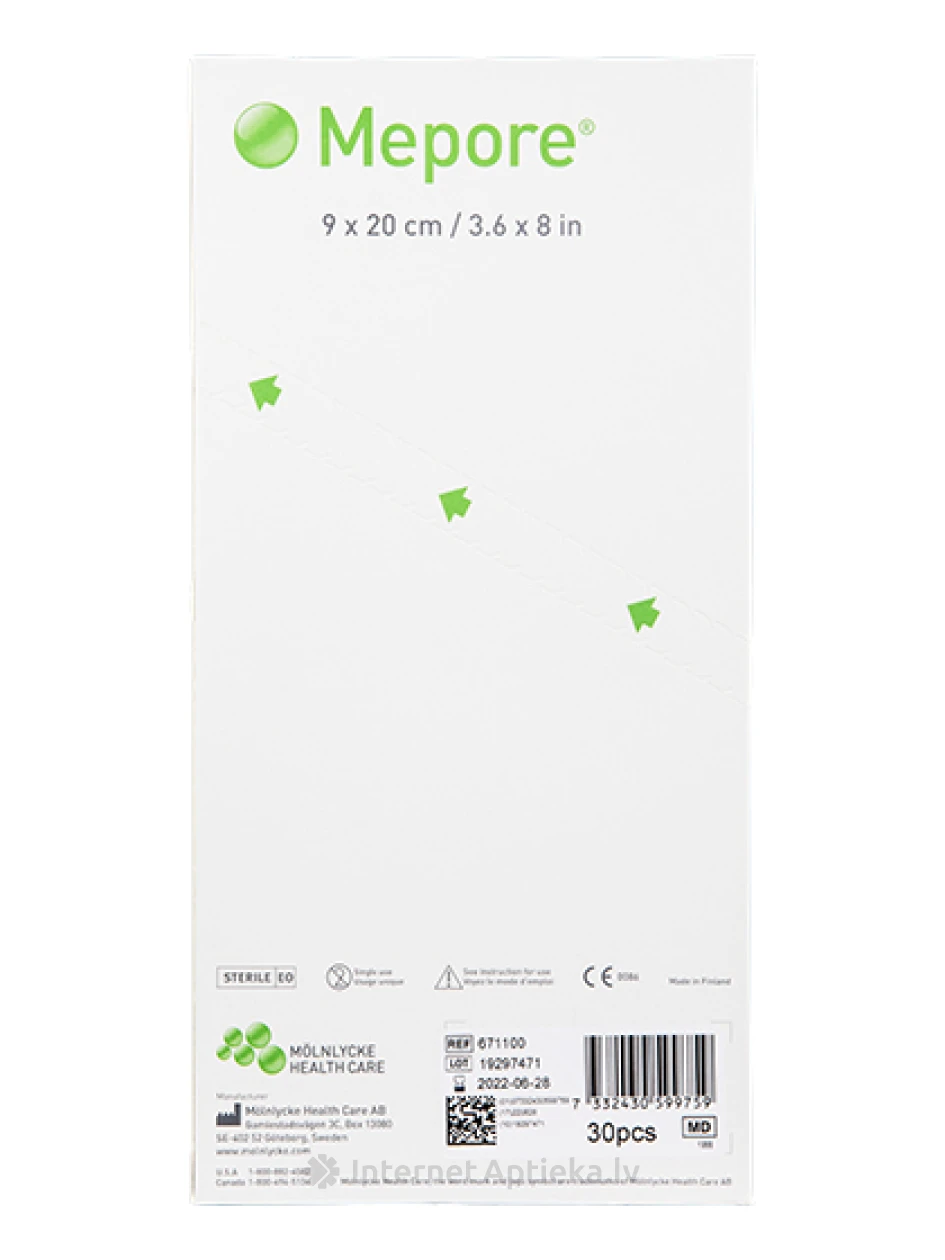 Mepore sterils plāksteris 9 x 20 cm, 30 gb. | internetaptieka.lv