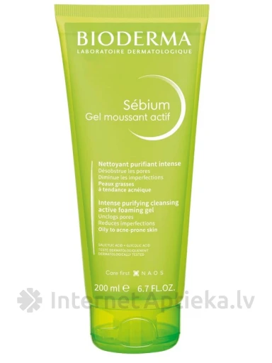 Bioderma Sébium gel moussant actif aktīvais putojošais gels, 200 ml | internetaptieka.lv