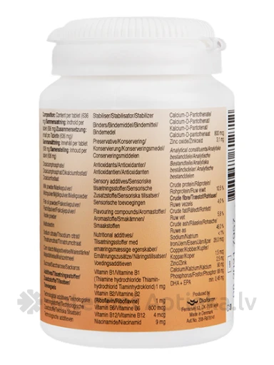 Diafarm Lactifit молочнокислые бактерии и omega-3 рыбий жир для кошек, 100 таблеток | internetaptieka.lv