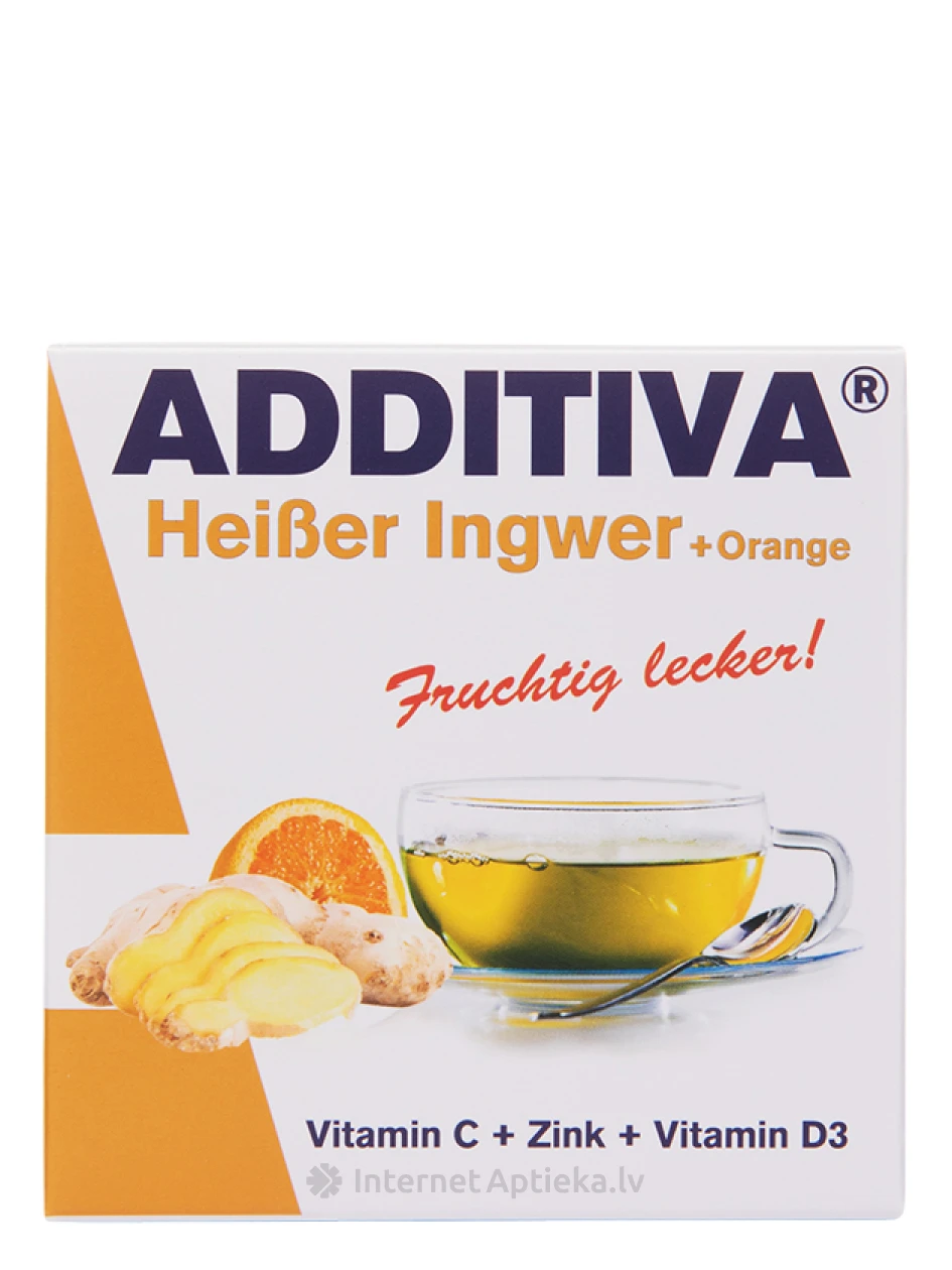 Additiva Heiser Ingwer karstais dzēriens Ingvers + Apelsīns, 10 paciņas | internetaptieka.lv