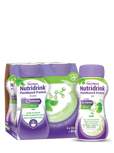 Nutricia Nutridrink® PlantBased ar zirnīšu un piparmētru garšu, 4*200 ml | internetaptieka.lv