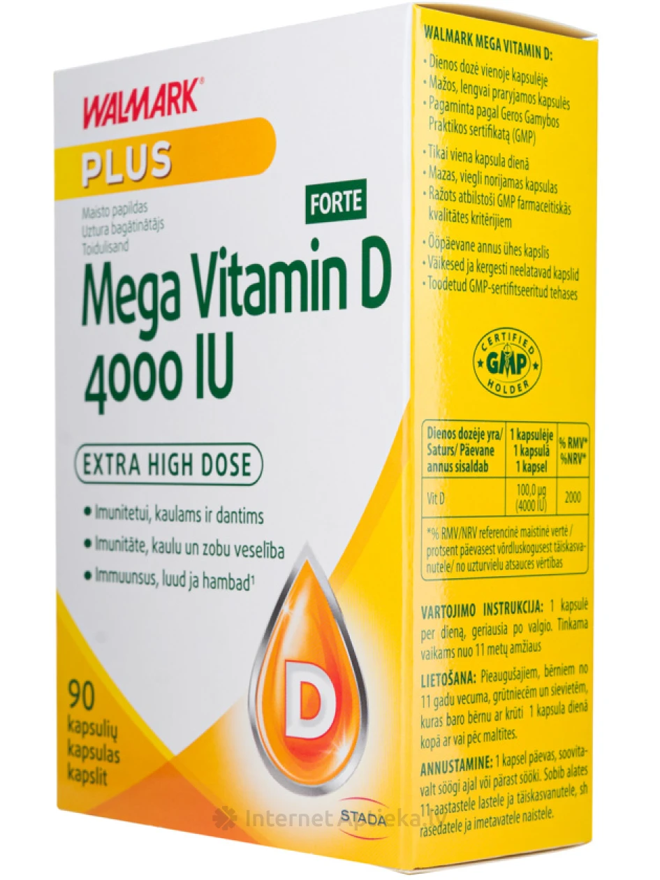 Walmark Mega D3 витамины 4000 IU, 90 капсул | internetaptieka.lv