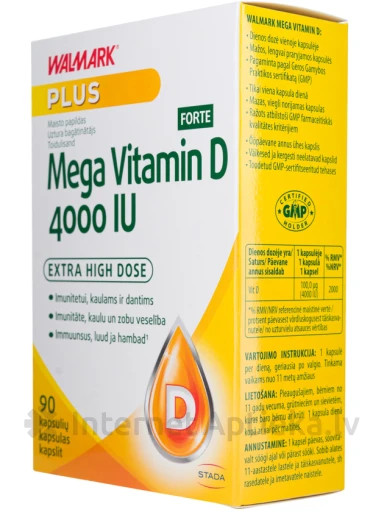 Walmark Mega D3 витамины 4000 IU, 90 капсул | internetaptieka.lv
