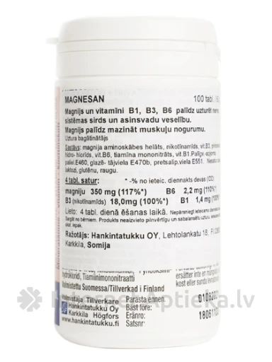 Magnesan Magnijs + B grupas vitamīni, 100 tabletes | internetaptieka.lv