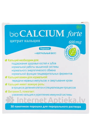 Bio Calcium Forte 600 mg pulveris, 30 paciņas | internetaptieka.lv