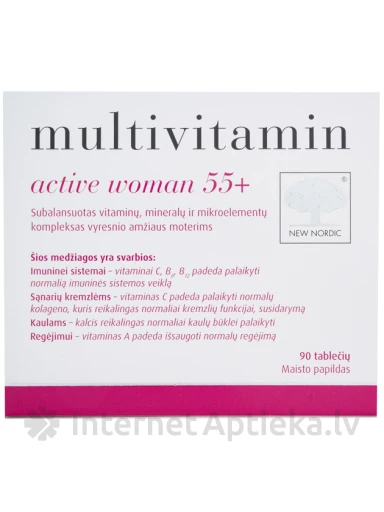 New Nordic Multivitamin active woman 55+, 90 таблеток | internetaptieka.lv