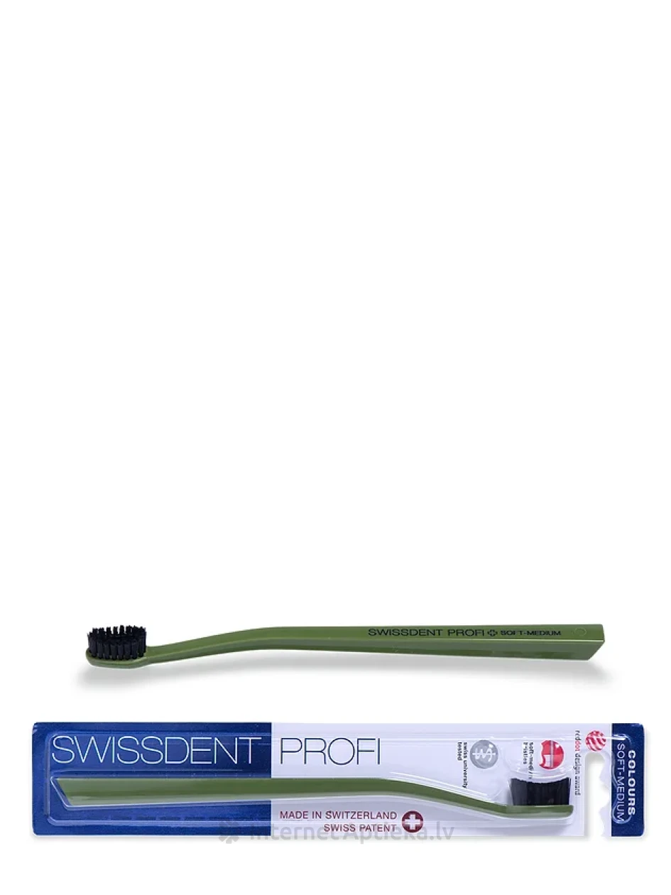 Swissdent Colours Classic Soft-Medium zobu birste haki zaļa/melna, 1 gb. | internetaptieka.lv