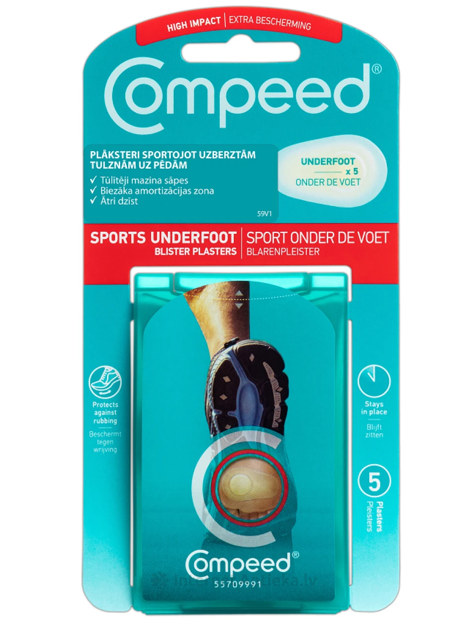 COMPEED Sportimise ajal paigaldatavad plaastrid jalgade villide vastu, 5 tk. | internetaptieka.lv