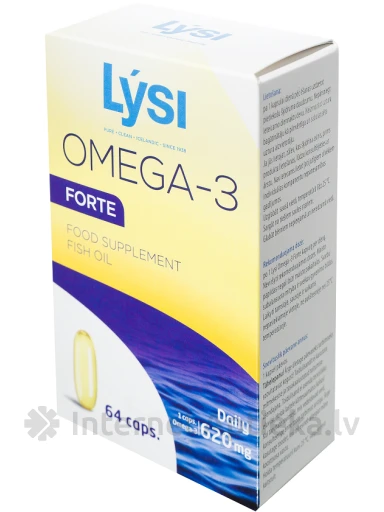 Lysi Omega-3 Forte Рыбий жир 1000 мг, 64 капсул | internetaptieka.lv