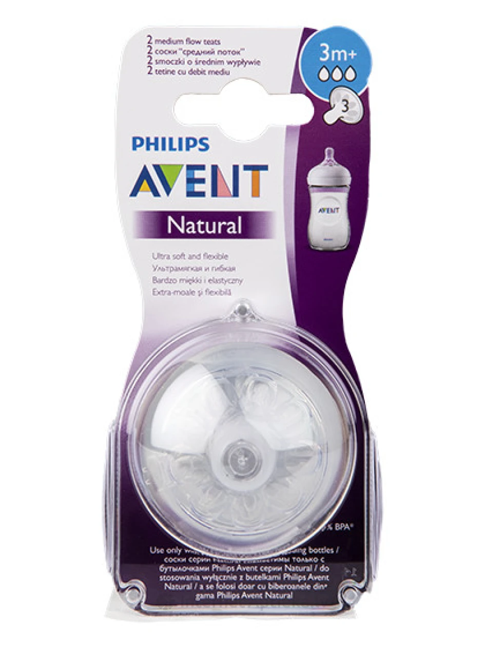 Philips Avent Natural соски для бутылочек, 3м+, 2шт