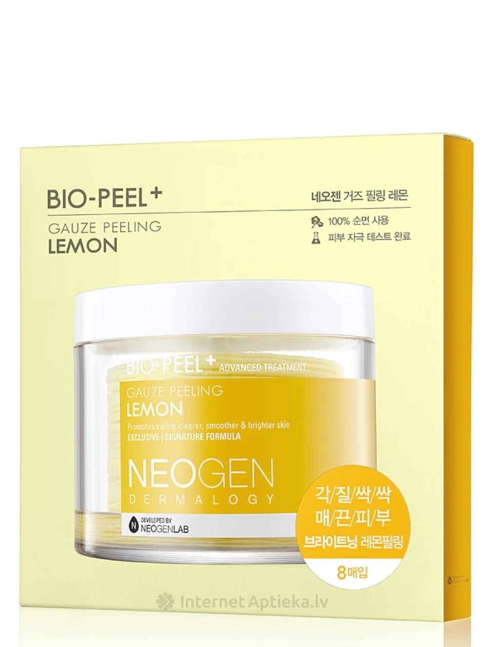 Neogen Dermalogy Bio-Peel Gauze Peeling Pīlinga spilventiņi Lemon, 8 gb. | internetaptieka.lv