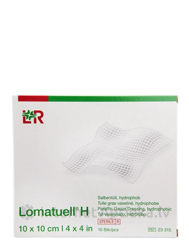 Стерильная парафиновая сеточка Lomatuell H, 10 см x 10 см | internetaptieka.lv