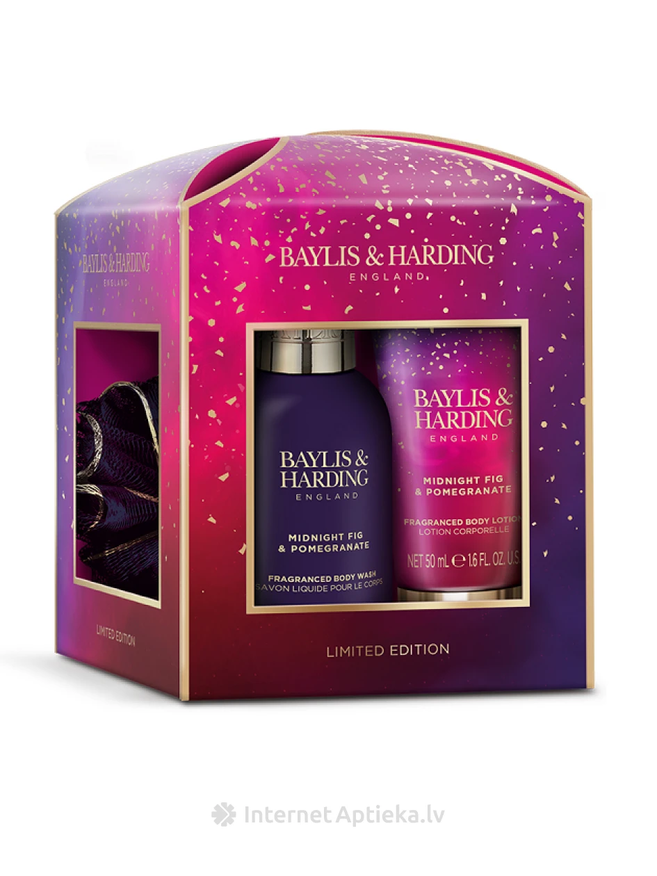 Baylise ja Hardingi Midnight Fig & Pomegranate Luxury Essentials Treat Box kinkekomplekt, 100ml, 100, 50ml | internetaptieka.lv