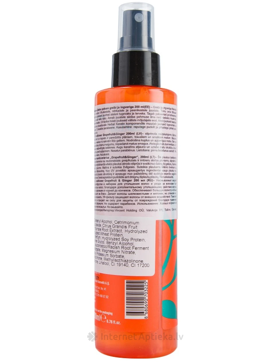 Urban Care rozā greipfrūta un Ingvera izsmidzināmais kondicionieris, 200 ml | internetaptieka.lv