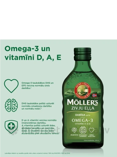 Möller′s Omega-3 zivju eļļa ar dabīgu garšu 250ml, 250 ml | internetaptieka.lv