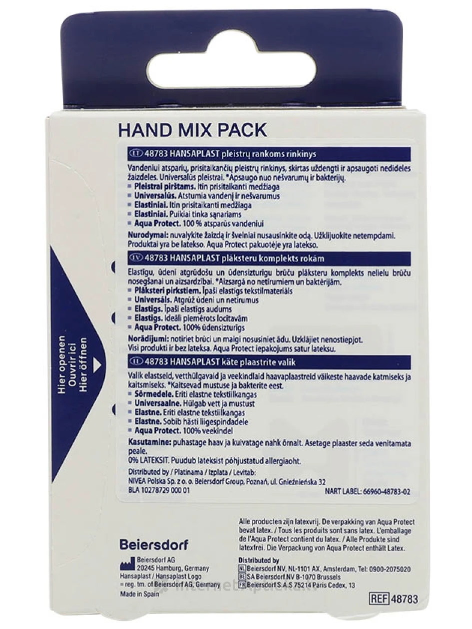 Hansaplast plāksteru komplekts rokām, 20 gb. | internetaptieka.lv