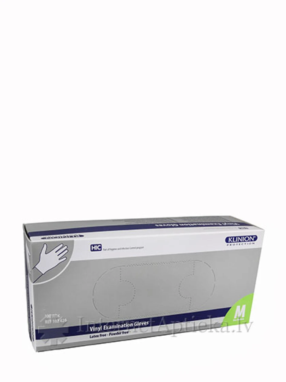 Klinion cimdi vinila bez pūdera, M izmērs, 100 gb. | internetaptieka.lv