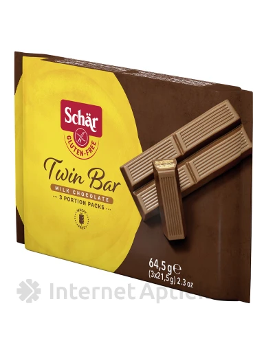 Schär Twin Bar bezglutēna vafeļu batoniņš šokolādes glazūrā, 3 x 21.5 g | internetaptieka.lv
