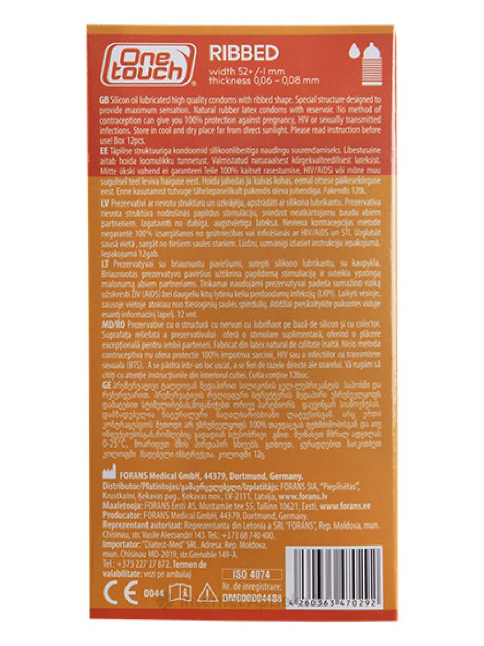 One Touch soonikkoes kondoomid, 12 tk. | internetaptieka.lv