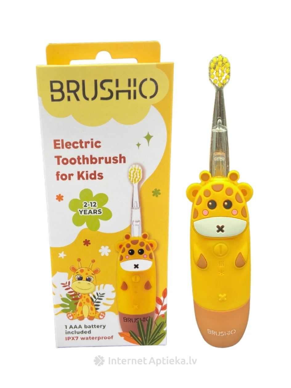 Brushio желтая электрическая зубная щетка для детей | internetaptieka.lv